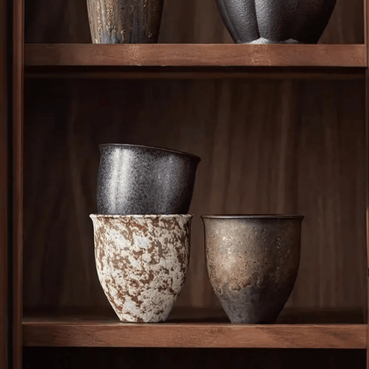 Earth-Tone Ceramic Coffee Set – 6-Piece – view 2