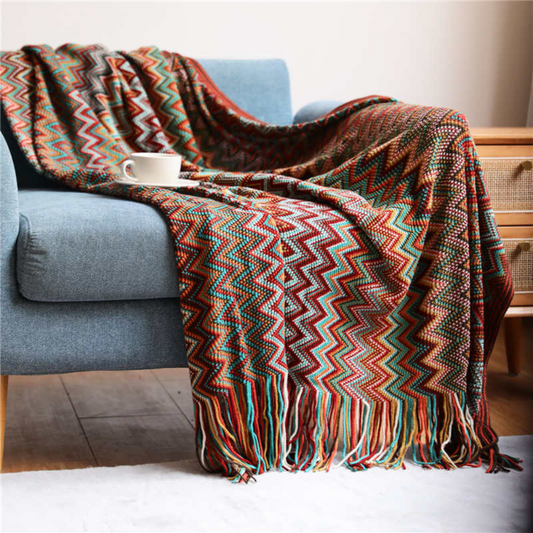 Zigzag Fringe Knit Throw – view 2