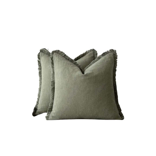 Fringed Cotton-Linen Cushion Cover – view 2