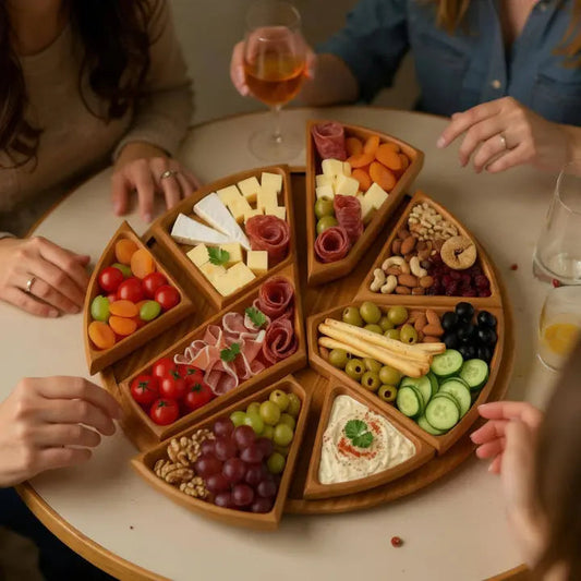 Round Wooden Appetiser Tray – 8 Compartments – view 2