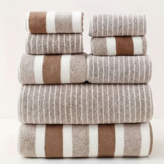 Striped Microfibre Towel Set – 8-Piece – view 2