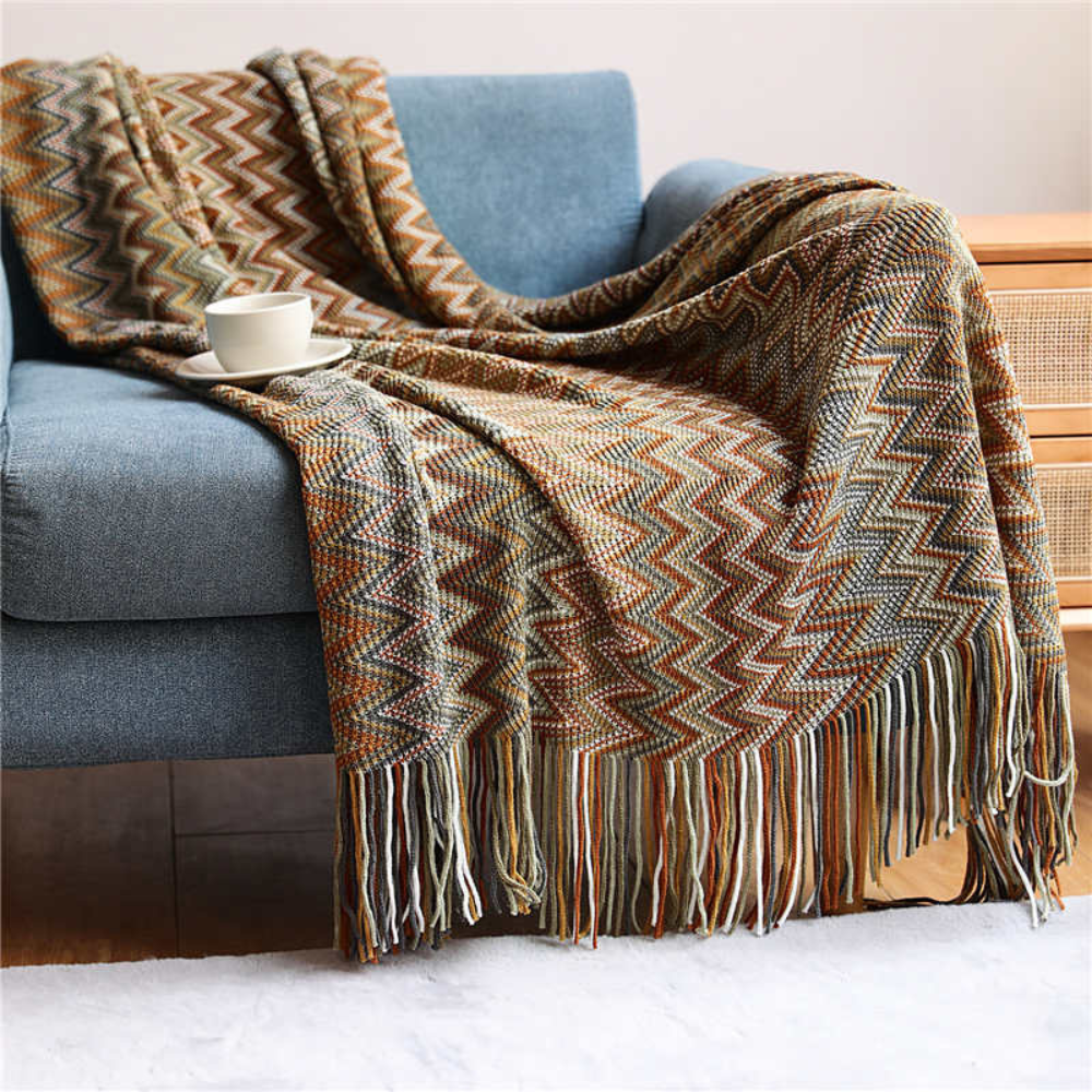 Zigzag Fringe Knit Throw – view 3