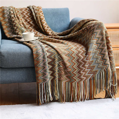 Zigzag Fringe Knit Throw – view 3