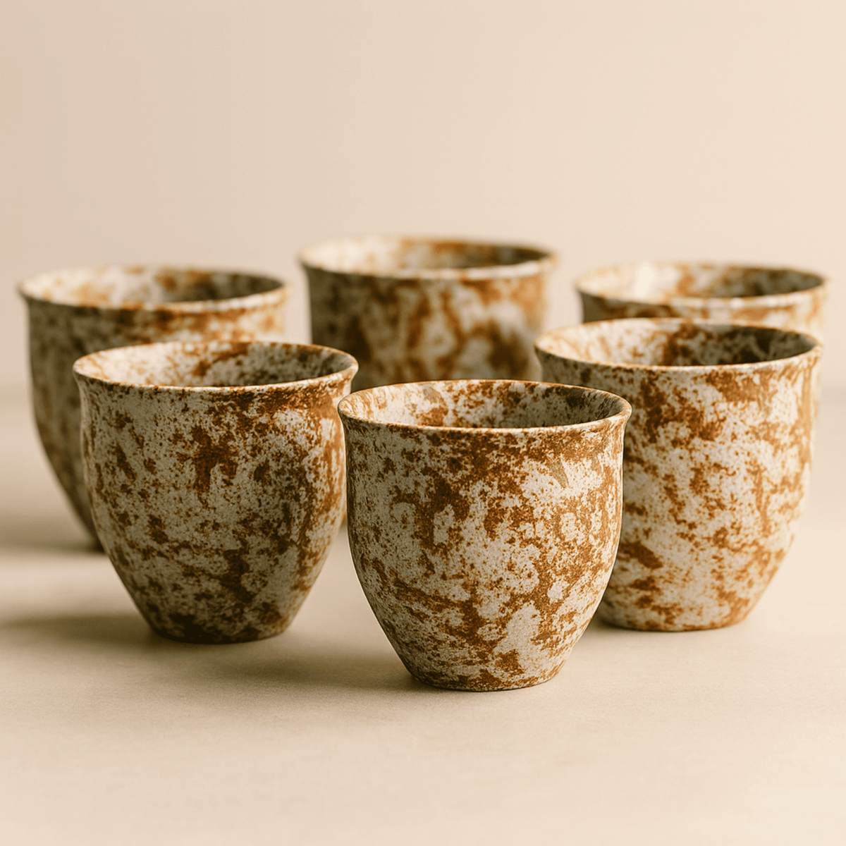 Earth-Tone Ceramic Coffee Set – 6-Piece – view 5