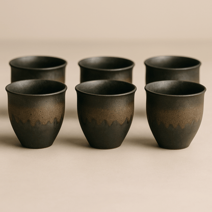 Earth-Tone Ceramic Coffee Set – 6-Piece – view 6