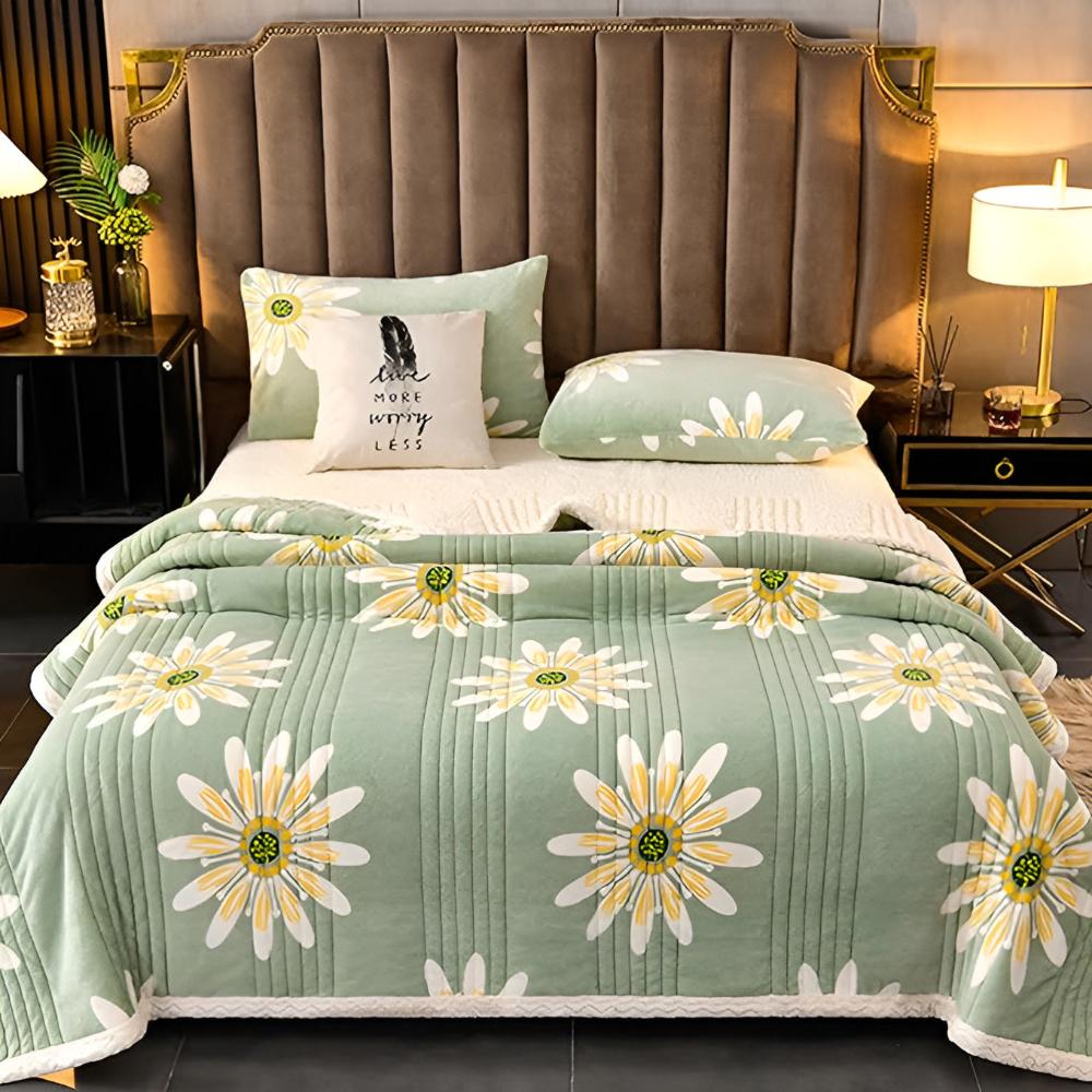 Reversible Daisy Velvet Throw