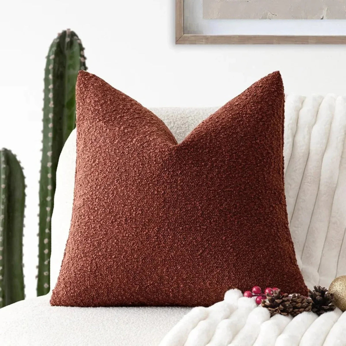Bouclé cushion cover with a soft looped texture – view 15