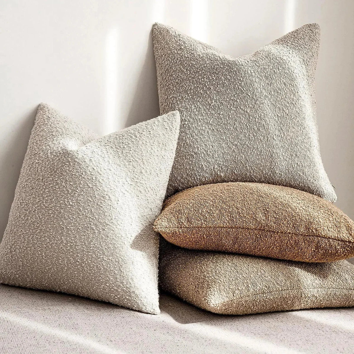 Bouclé cushion cover with a soft looped texture – view 2