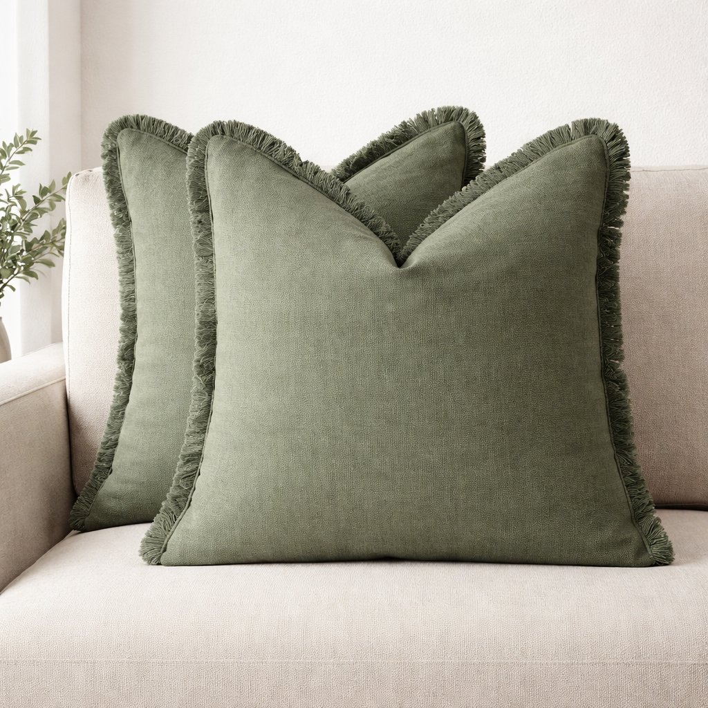 Cotton-Linen Cushion Cover Set – 2-Piece