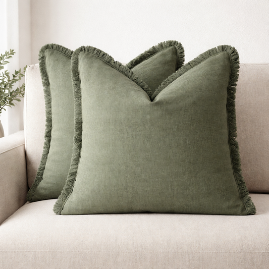 Cotton-Linen Cushion Cover Set – 2-Piece