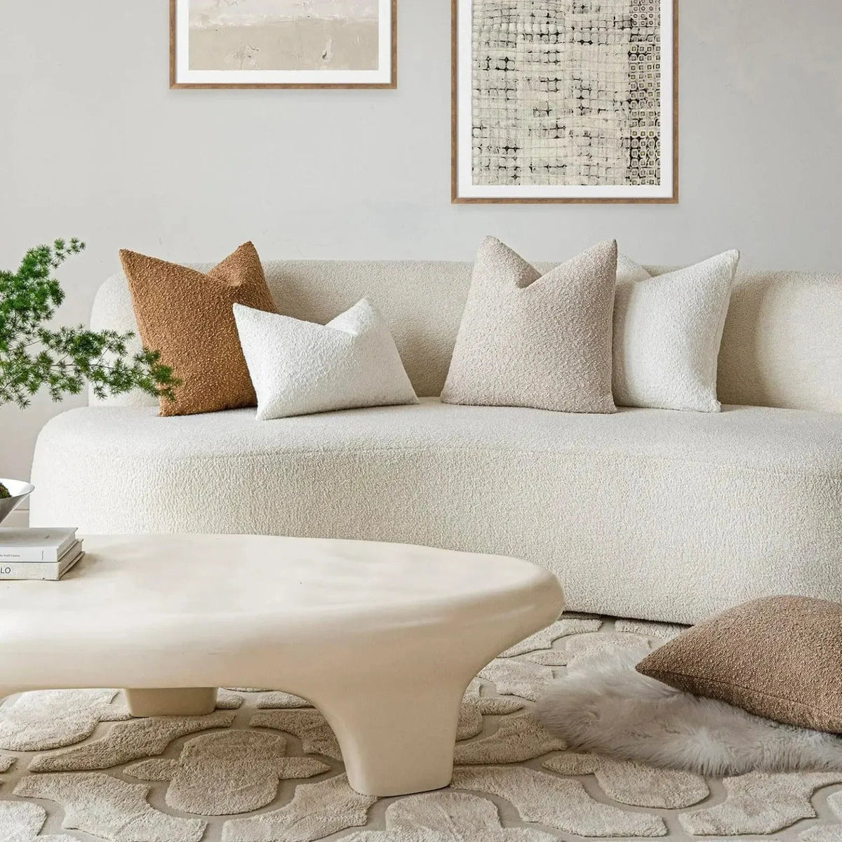 Bouclé cushion cover with a soft looped texture – view 3