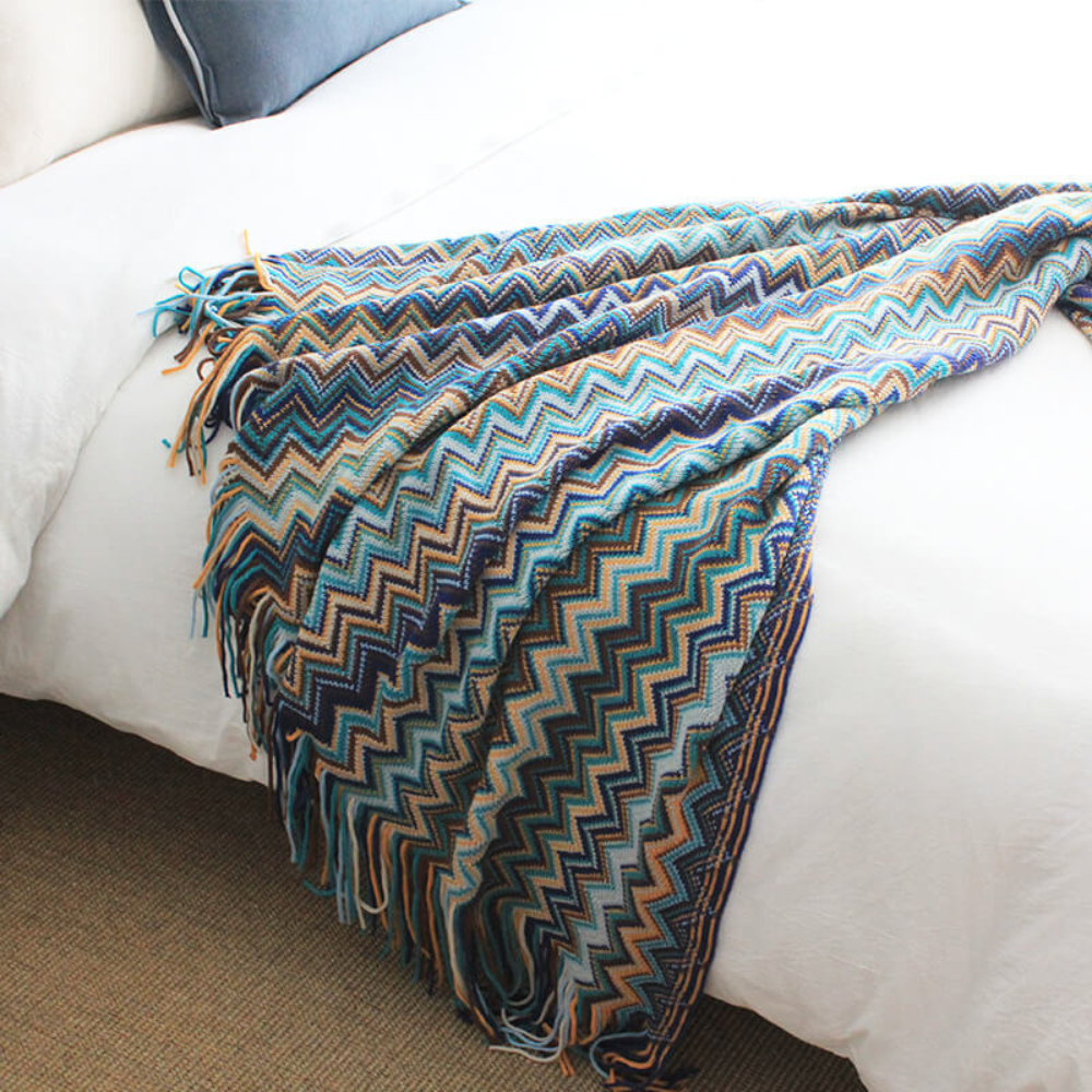 Zigzag Fringe Knit Throw – view 5