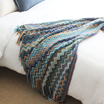 Zigzag Fringe Knit Throw – view 5