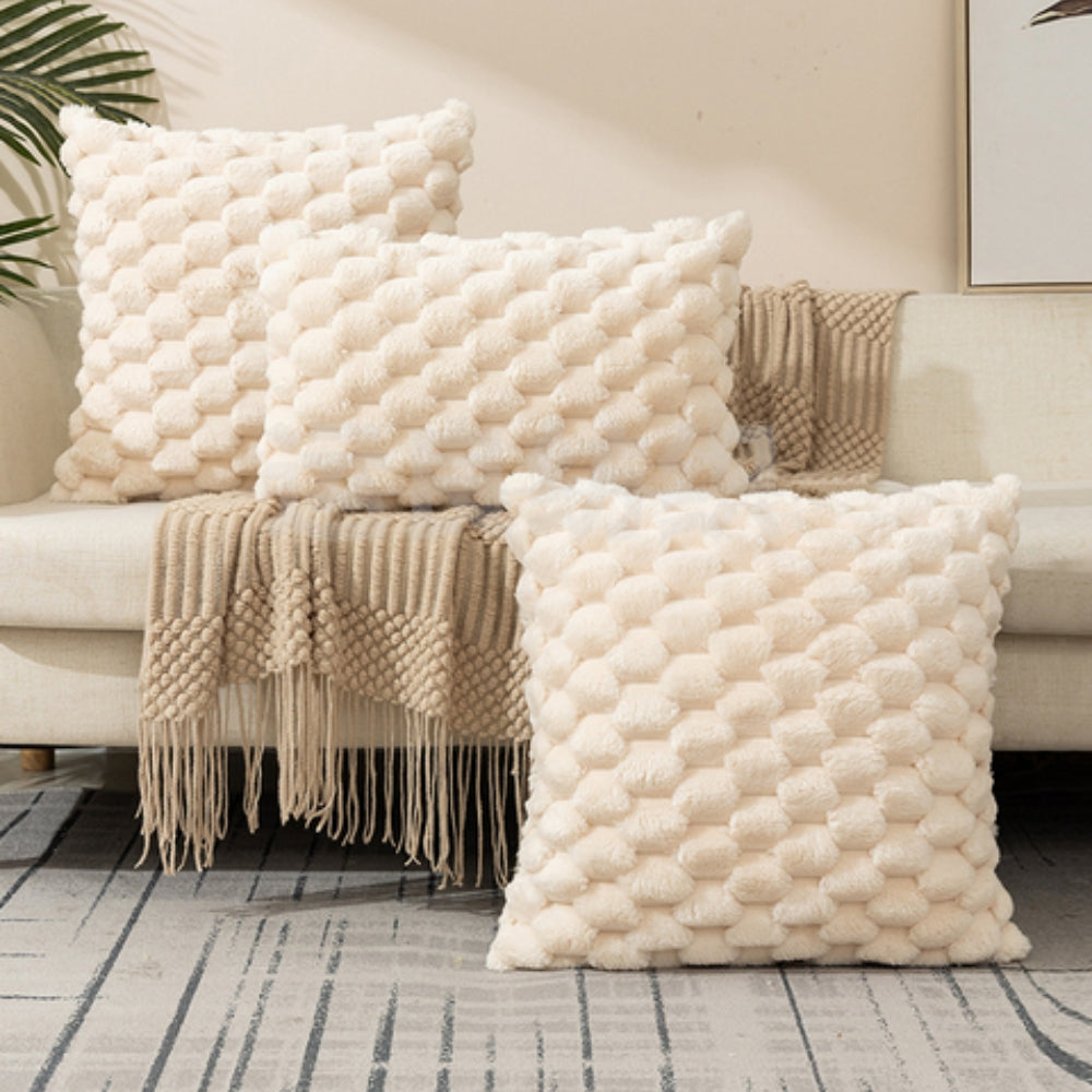 3D Textured Cushion Cover – Cream