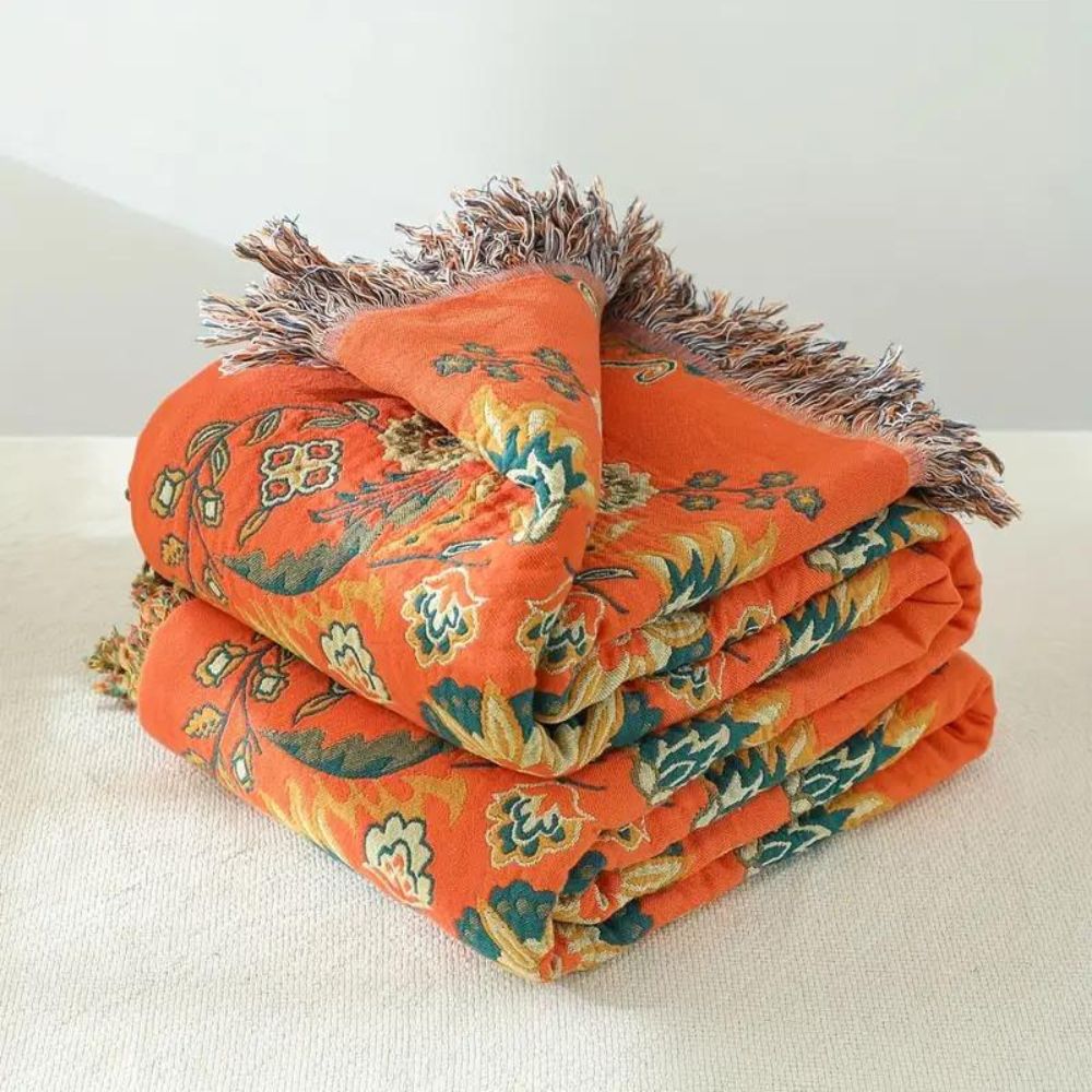 Reversible Marigold Cotton Throw – view 5