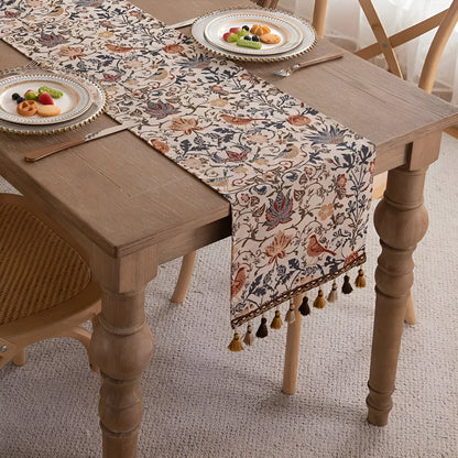 Bird & Floral Jacquard Table Runner – view 2
