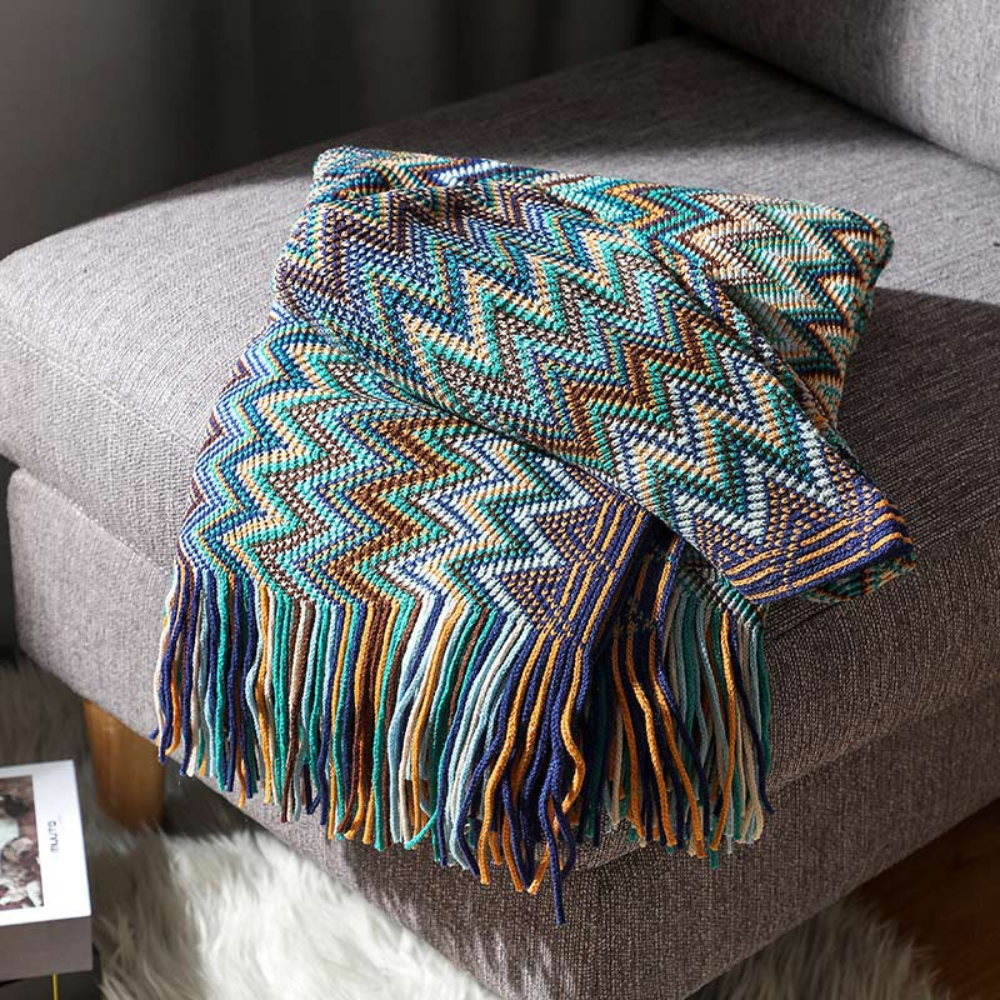 Zigzag Fringe Knit Throw – view 6