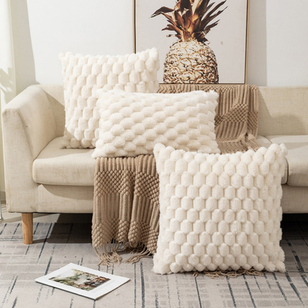 3D Textured Cushion Cover – White