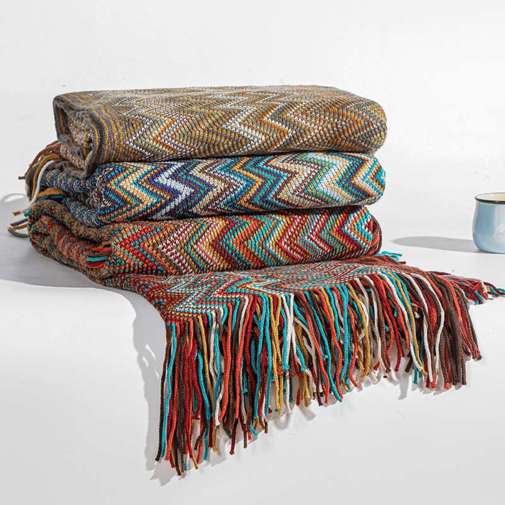 Zigzag Fringe Knit Throw – view 7