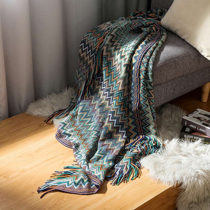 Zigzag Fringe Knit Throw – view 8