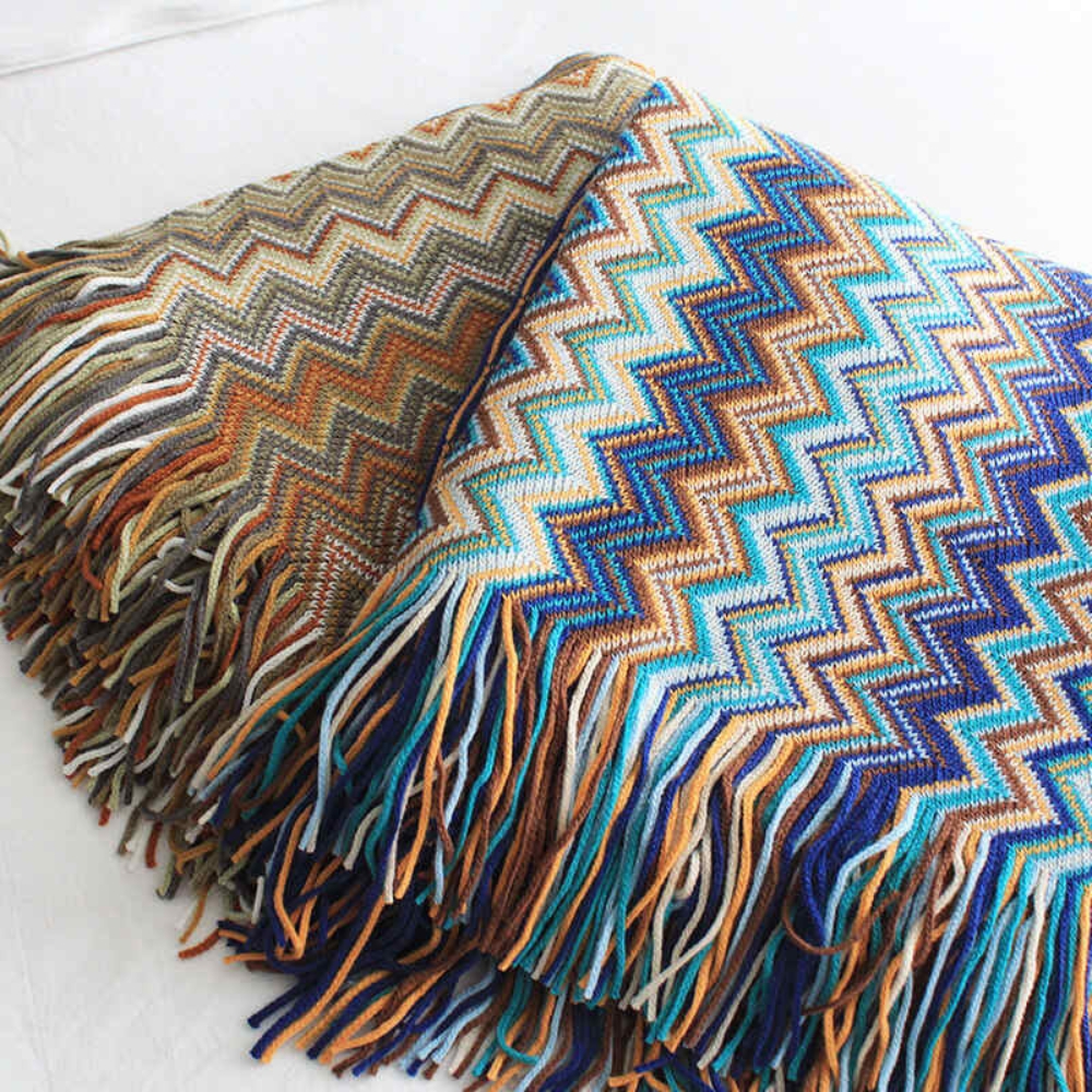 Zigzag Fringe Knit Throw – view 10
