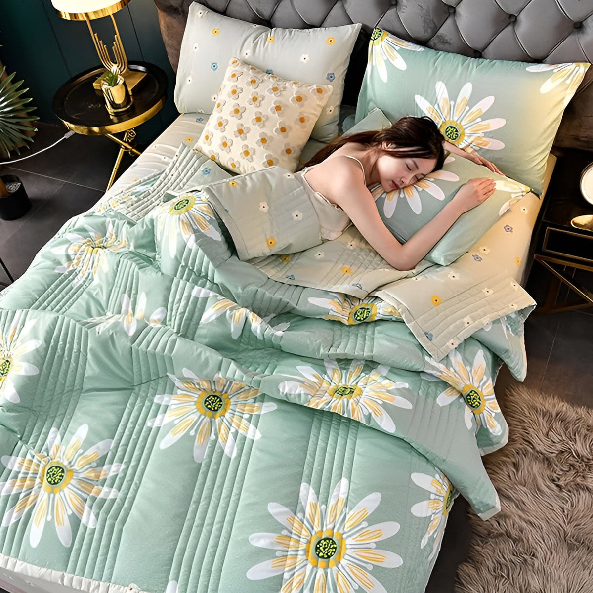 Reversible Daisy Velvet Throw – view 7