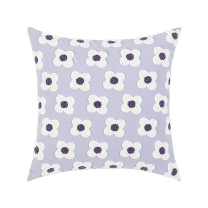 Embroidered Daisy Cushion Cover – Square 45 × 45 cm / Lavender