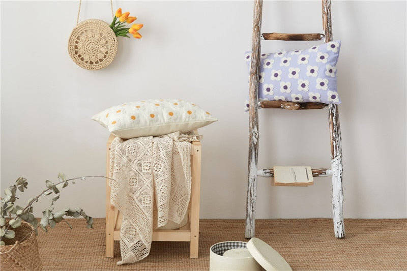 Embroidered Daisy Cushion Cover – view 8