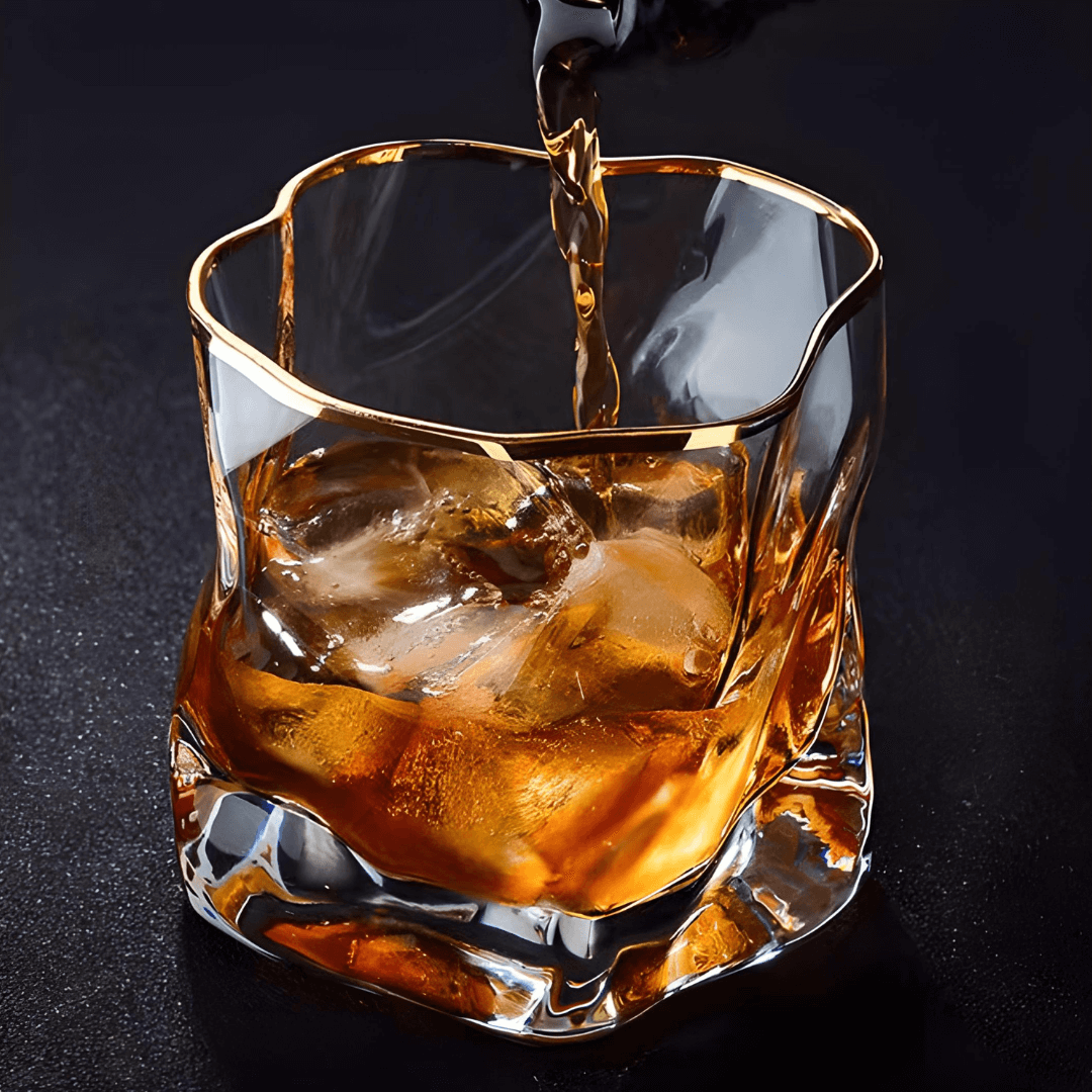 Gold Accent Crystal Whisky Glass Set