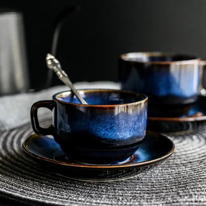 Deep Blue Ceramic Cup & Saucer – view 3