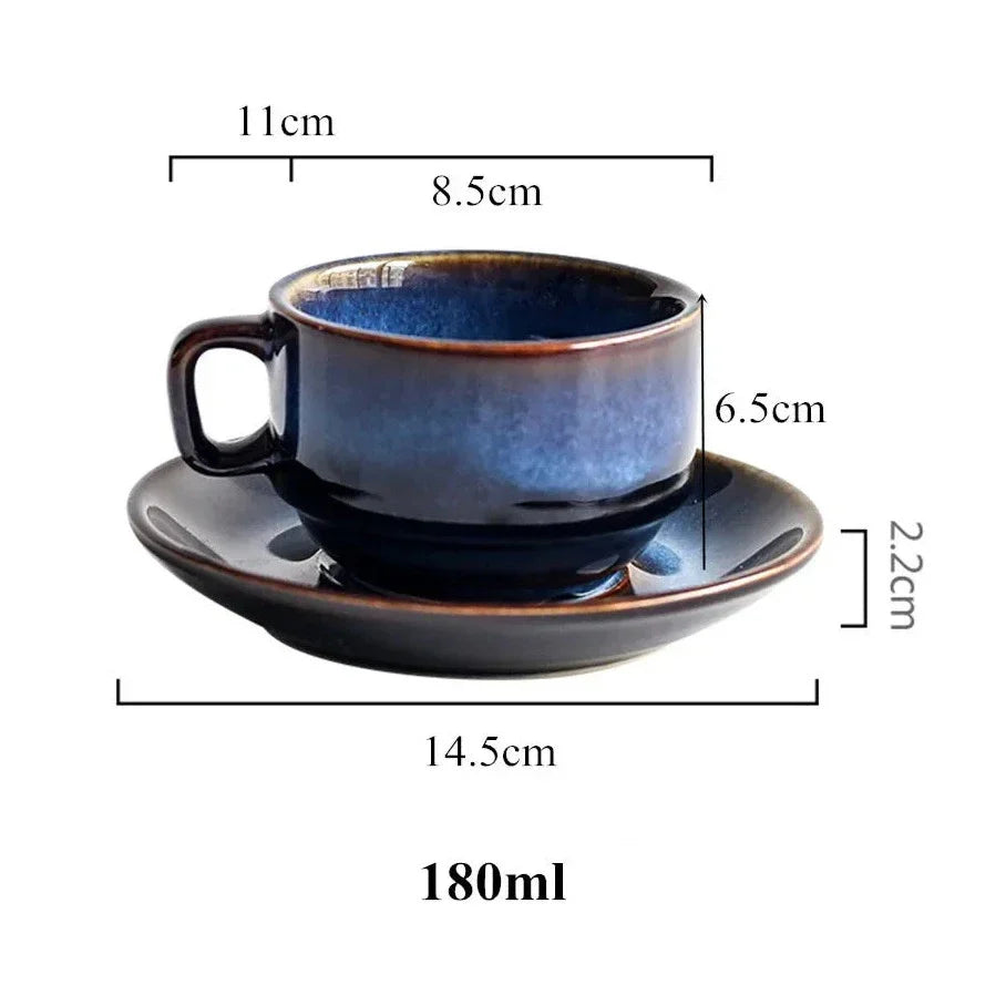 Deep Blue Ceramic Cup & Saucer – view 8