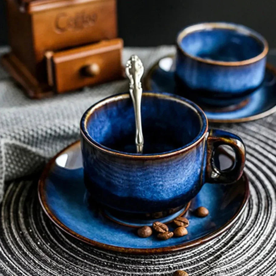 Deep Blue Ceramic Cup & Saucer – view 5