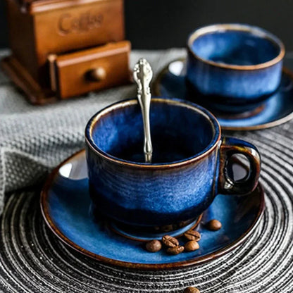 Deep Blue Ceramic Cup & Saucer – view 5