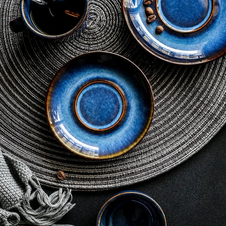 Deep Blue Ceramic Cup & Saucer – view 6