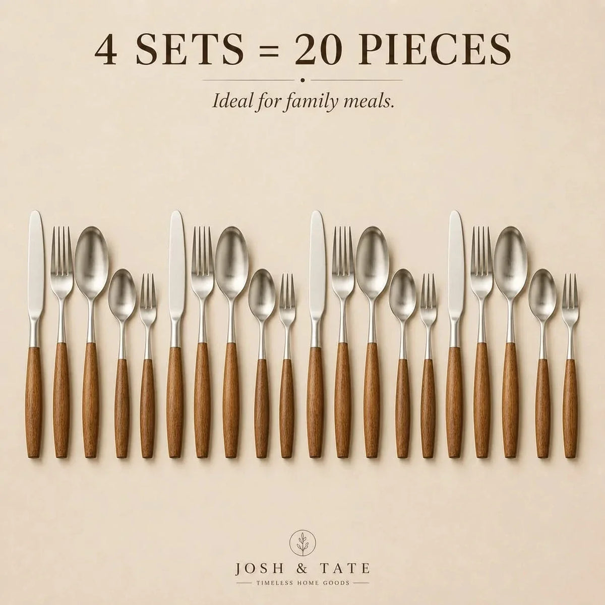 Japandi Cutlery Set with Wooden Handles – view 9