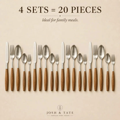 Japandi Cutlery Set with Wooden Handles – view 9