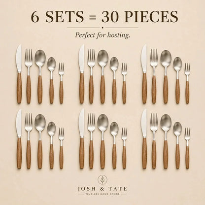 Japandi Cutlery Set with Wooden Handles – view 10