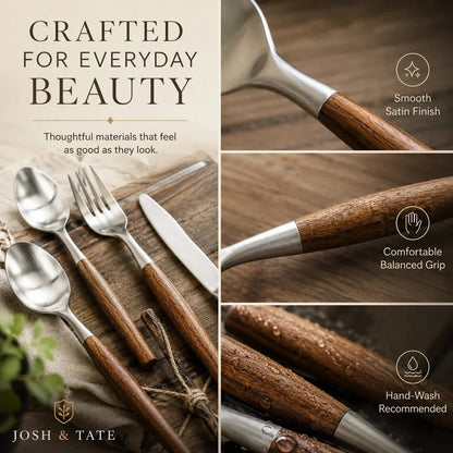 Japandi Cutlery Set with Wooden Handles – view 6