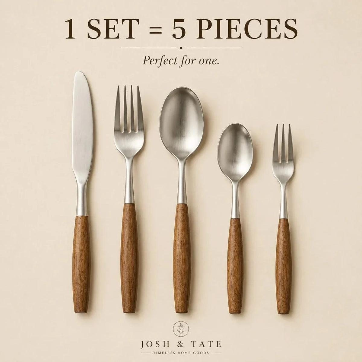 Japandi Cutlery Set with Wooden Handles – view 8