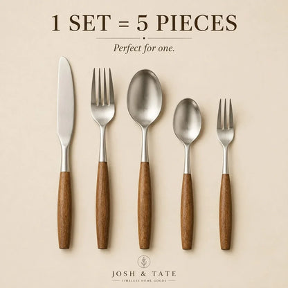 Japandi Cutlery Set with Wooden Handles – view 8