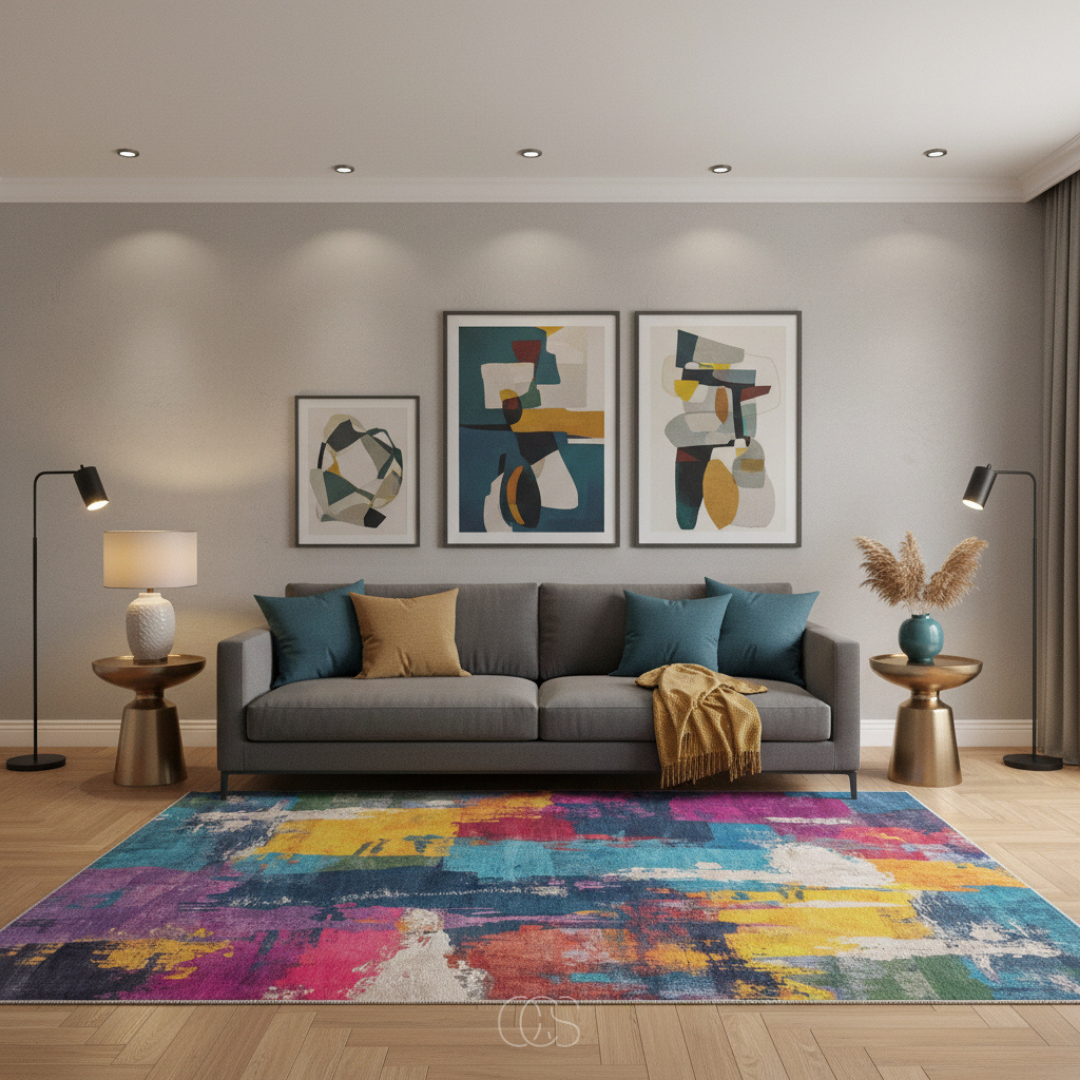 Abstract Multicolour Rug – view 3