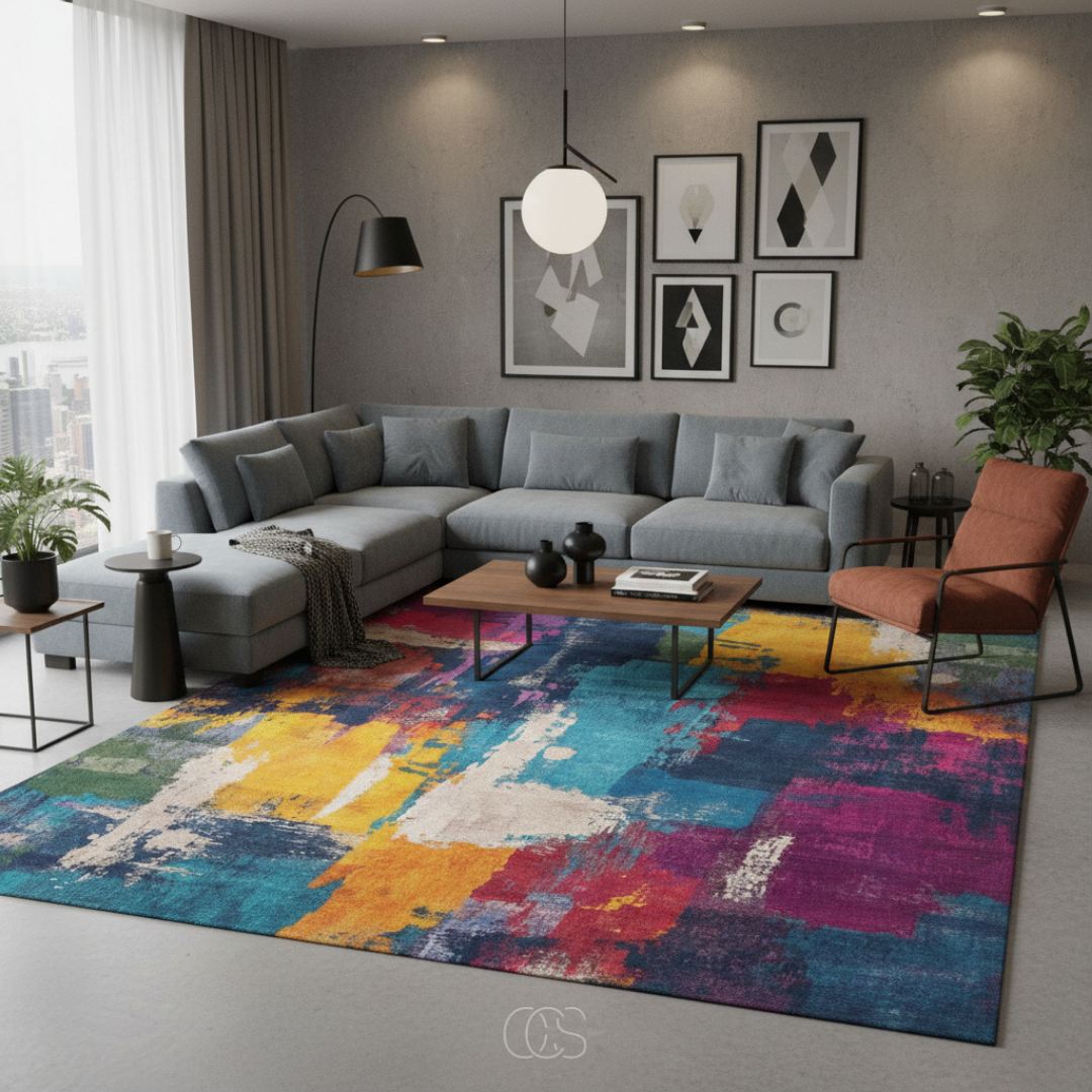Abstract Multicolour Rug