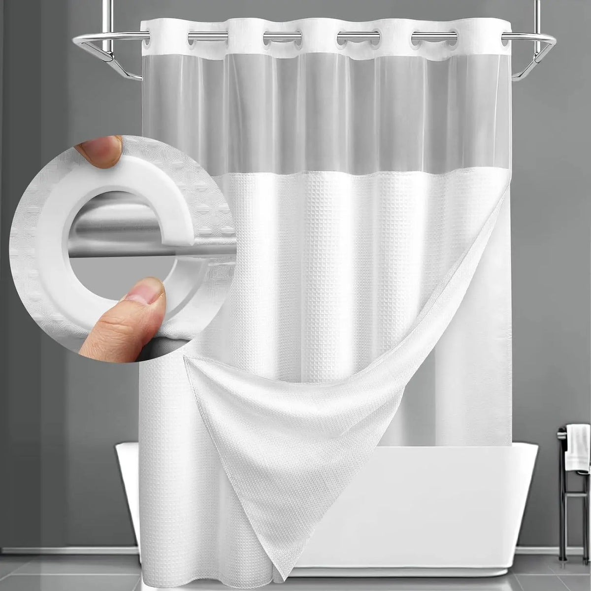 Ringless Waffle Shower Curtain – view 7