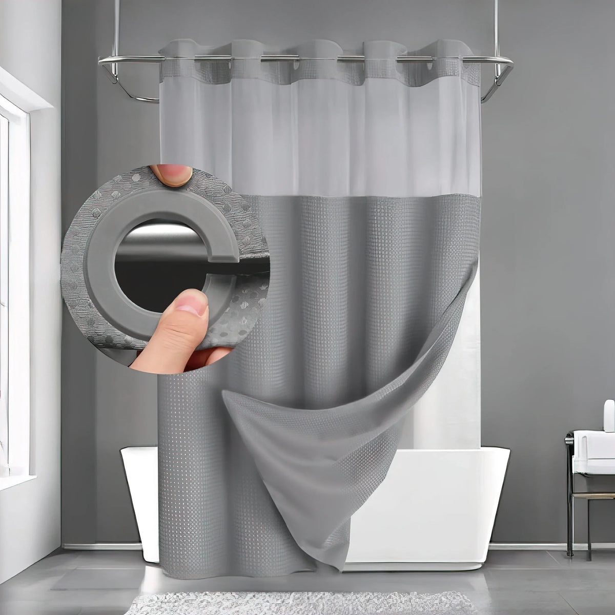 Ringless Waffle Shower Curtain – view 8