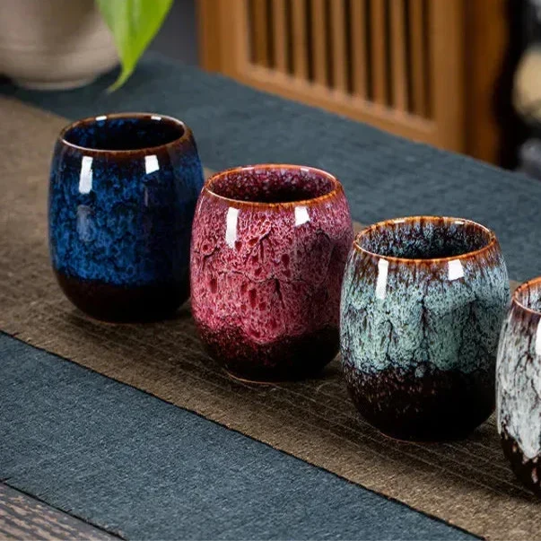 Gold Accent Ceramic Mug Set – 4-Piece