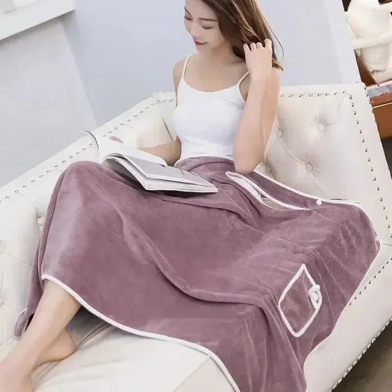 Snap-Front Coral Fleece Bath Wrap – view 8