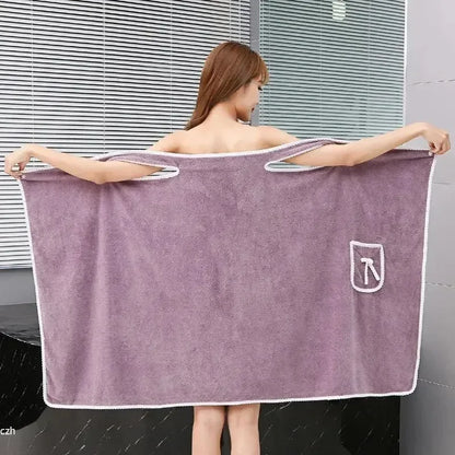 Snap-Front Coral Fleece Bath Wrap – view 3