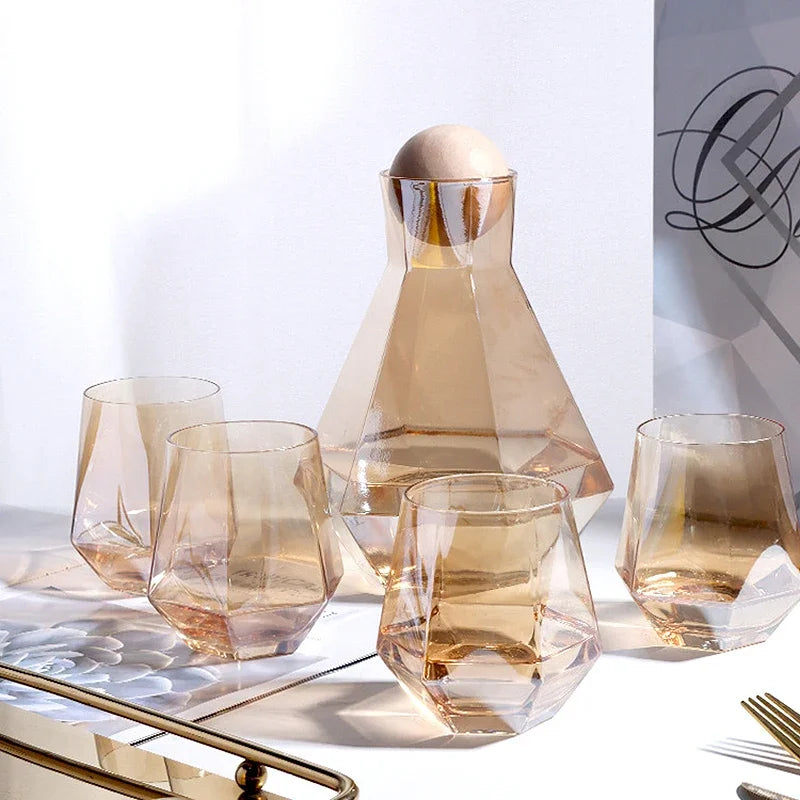 Diamond Glass Carafe Set – 5-Piece – view 9