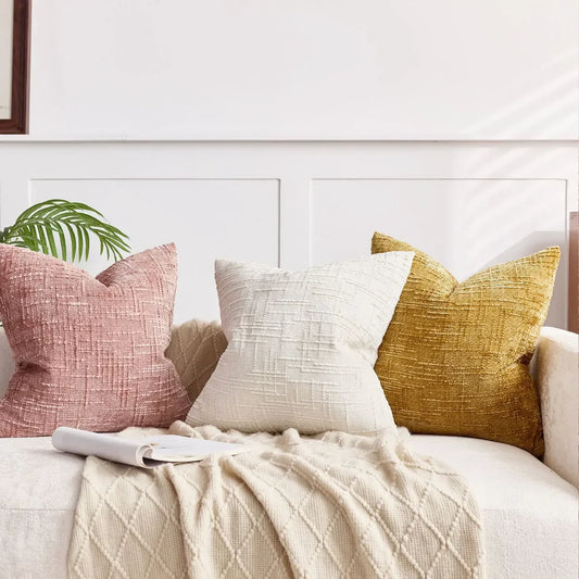 Chenille cushion cover with a textured solid-colour finish – view 2