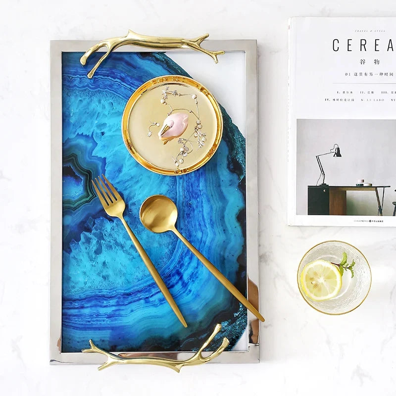 Blue Agate Print Serving Tray – view 7